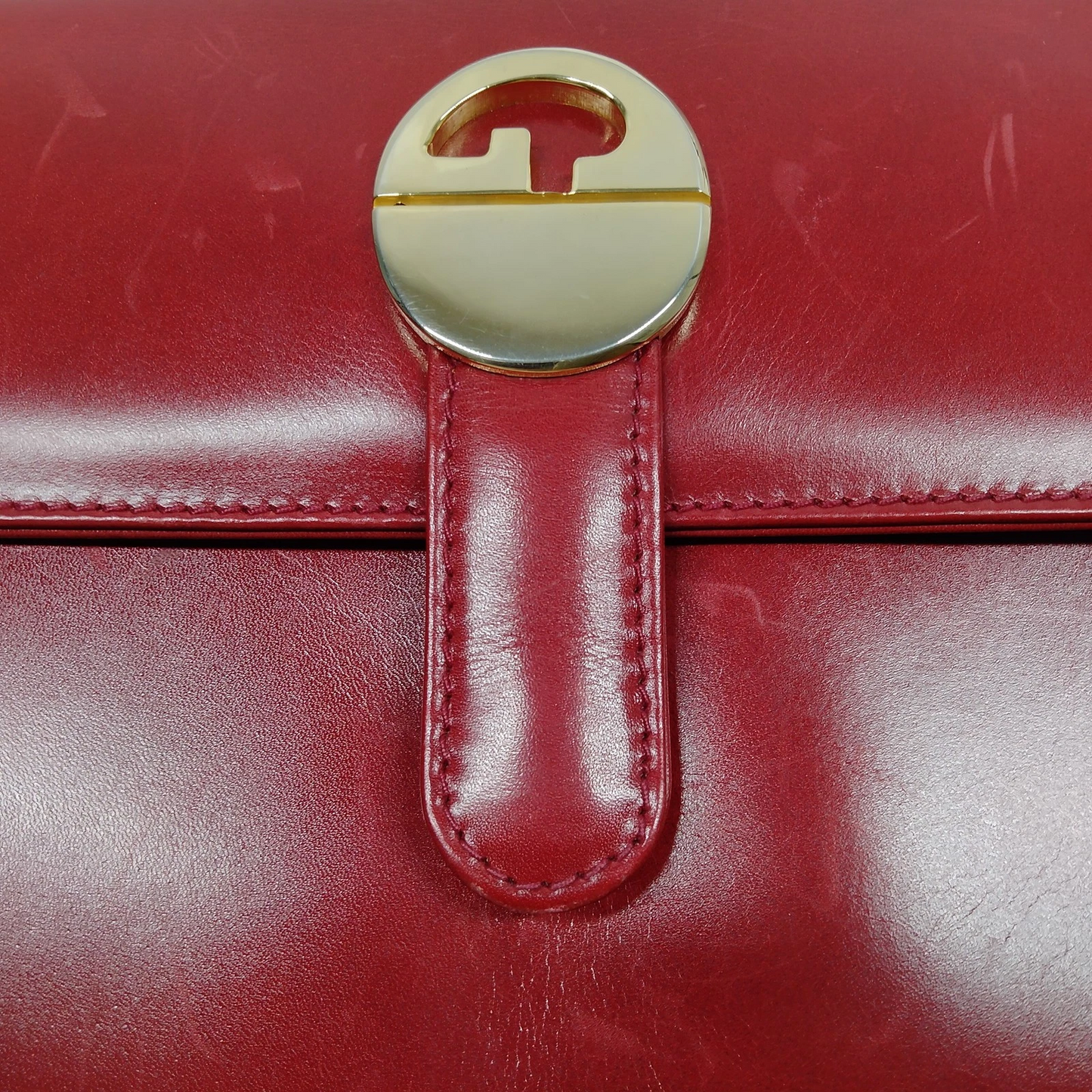 Gucci red leather two way envelope style purse