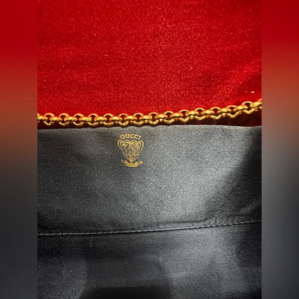 Gucci red velvet envelope top two-way clutch with two-tone GG accents