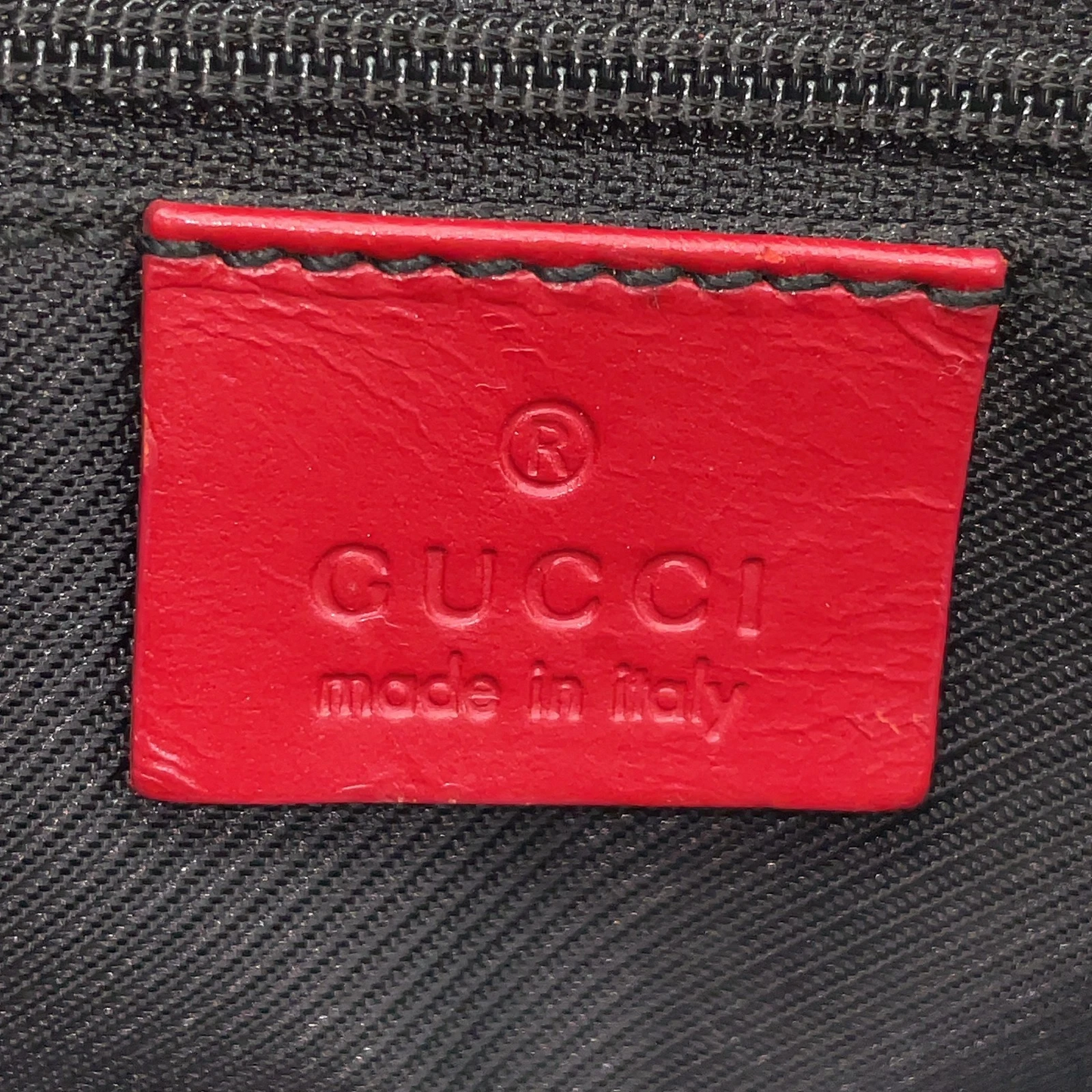 Gucci black Guccissima print on brown canvas & red leather Jackie hobo