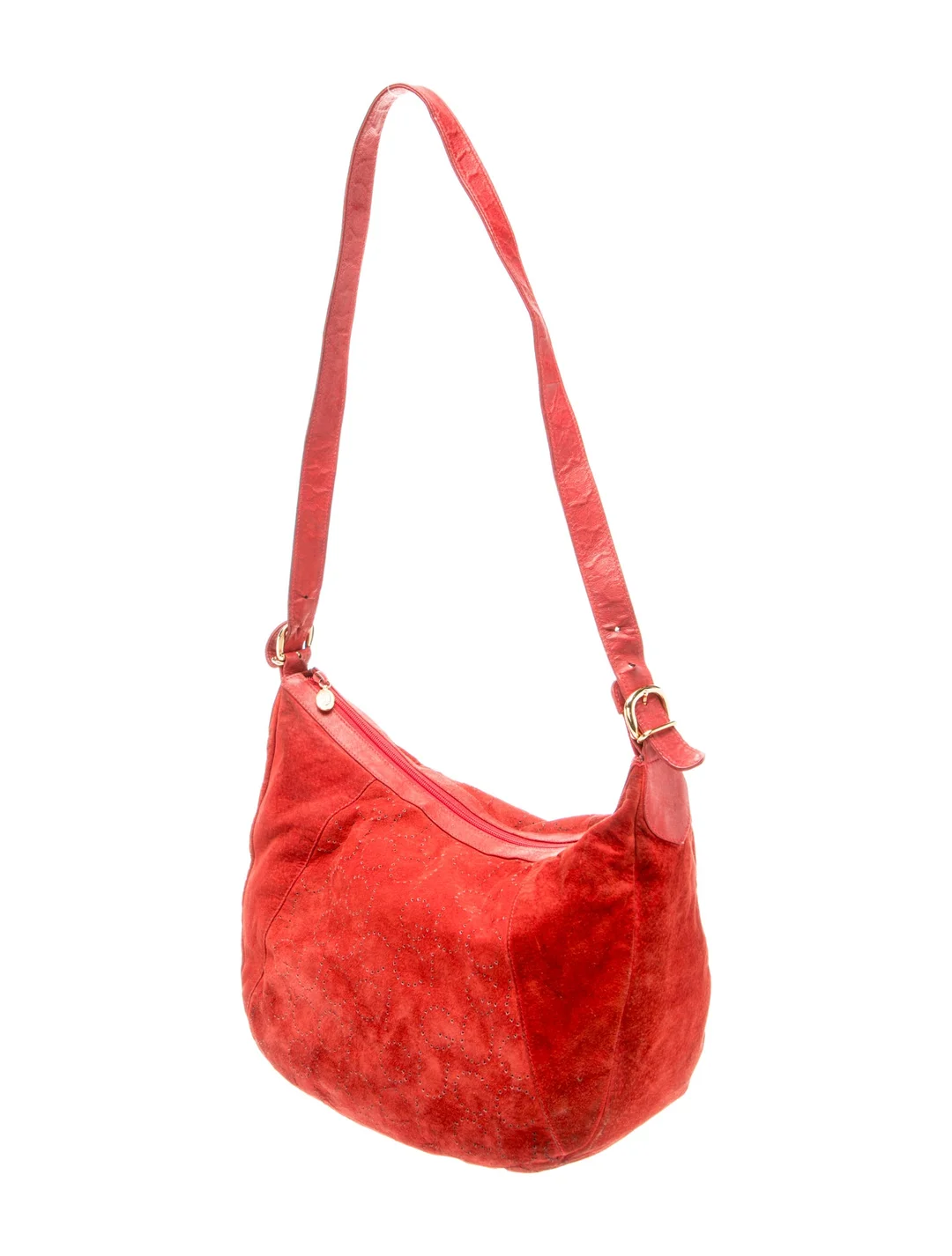 Gucci red suede hobo ith 'GUCCI' logo printed in glitter