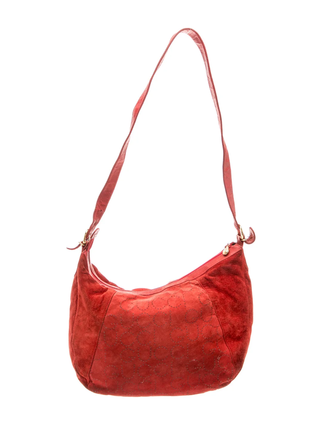 Gucci red suede hobo ith 'GUCCI' logo printed in glitter