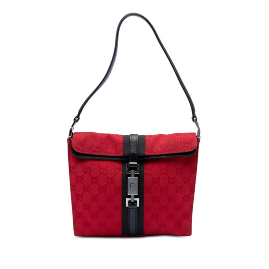 Gucci Tom Ford era red Guccissima print Jackie bag with a folder over top & Sherry stripe!
