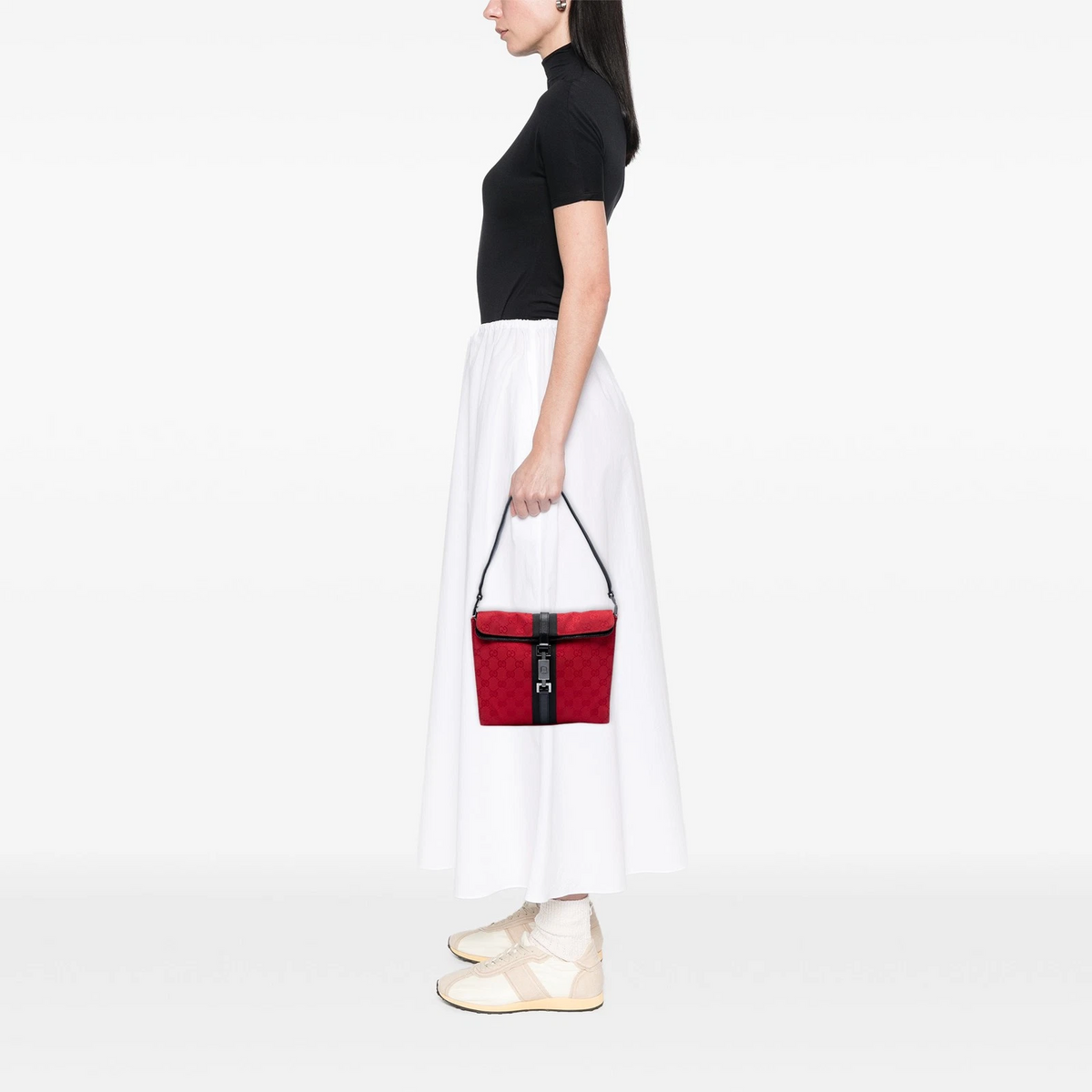 Gucci Tom Ford era red Guccissima print Jackie bag with a folder over top & Sherry stripe!
