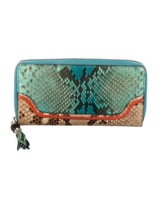 Gucci Blue Python Continental Wallet