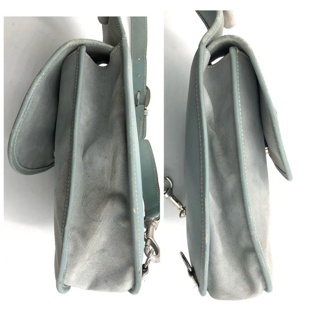 Gucci Tom Ford era grey leather & suede 1955 Horse-bit messenger/sling backpack