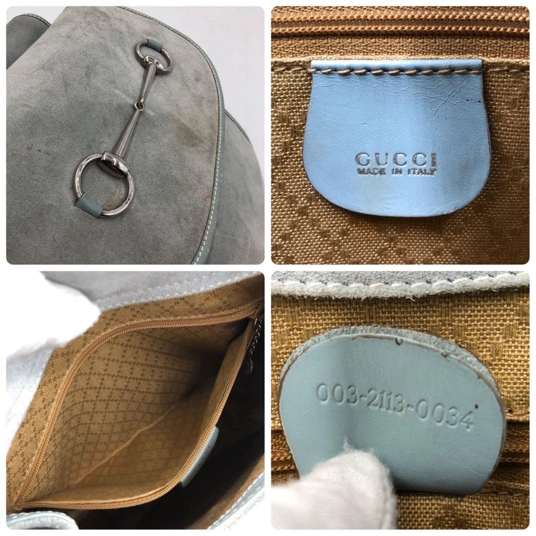 Gucci Tom Ford era grey leather & suede 1955 Horse-bit messenger/sling backpack