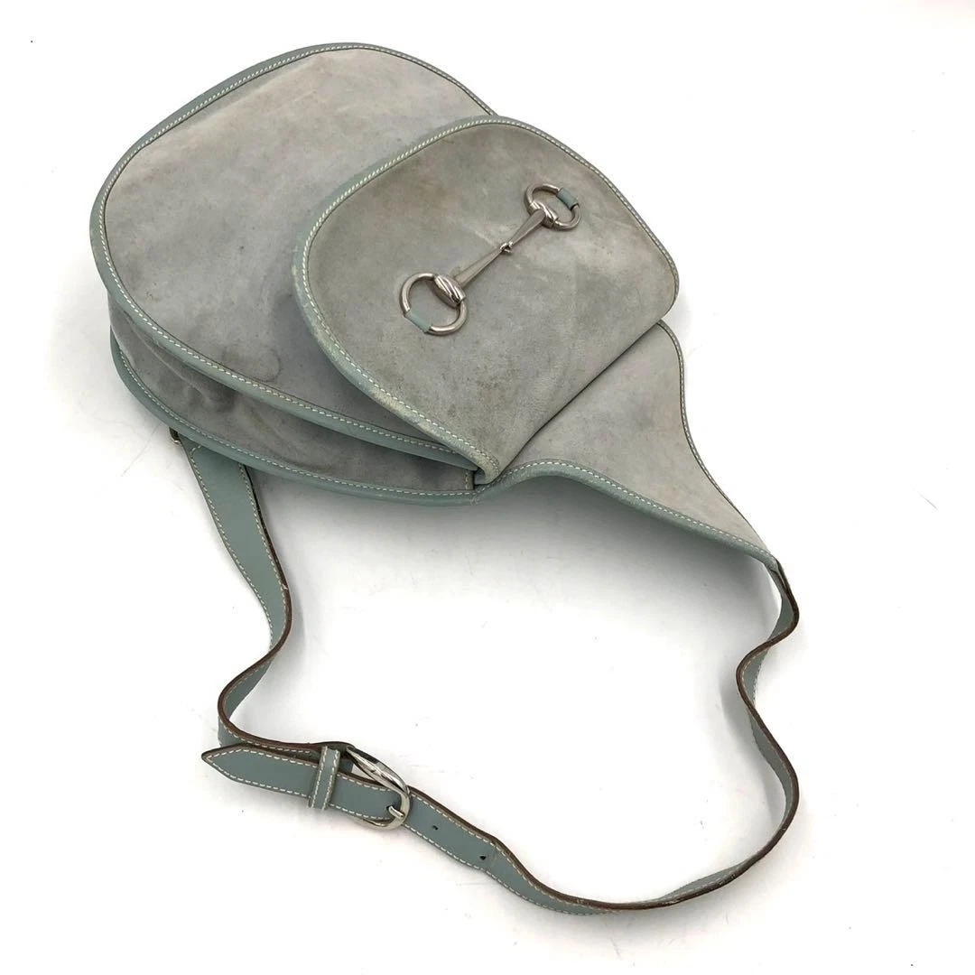 Gucci Tom Ford era grey leather & suede 1955 Horse-bit messenger/sling backpack