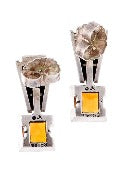 John Atencio citrine drop pierced earrings in 18K & sterling