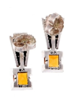 John Atencio citrine drop pierced earrings in 18K & sterling