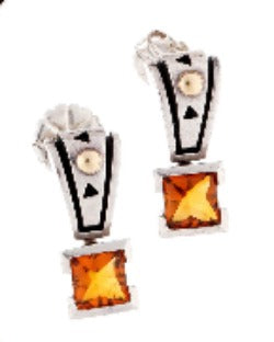 John Atencio citrine drop pierced earrings in 18K & sterling