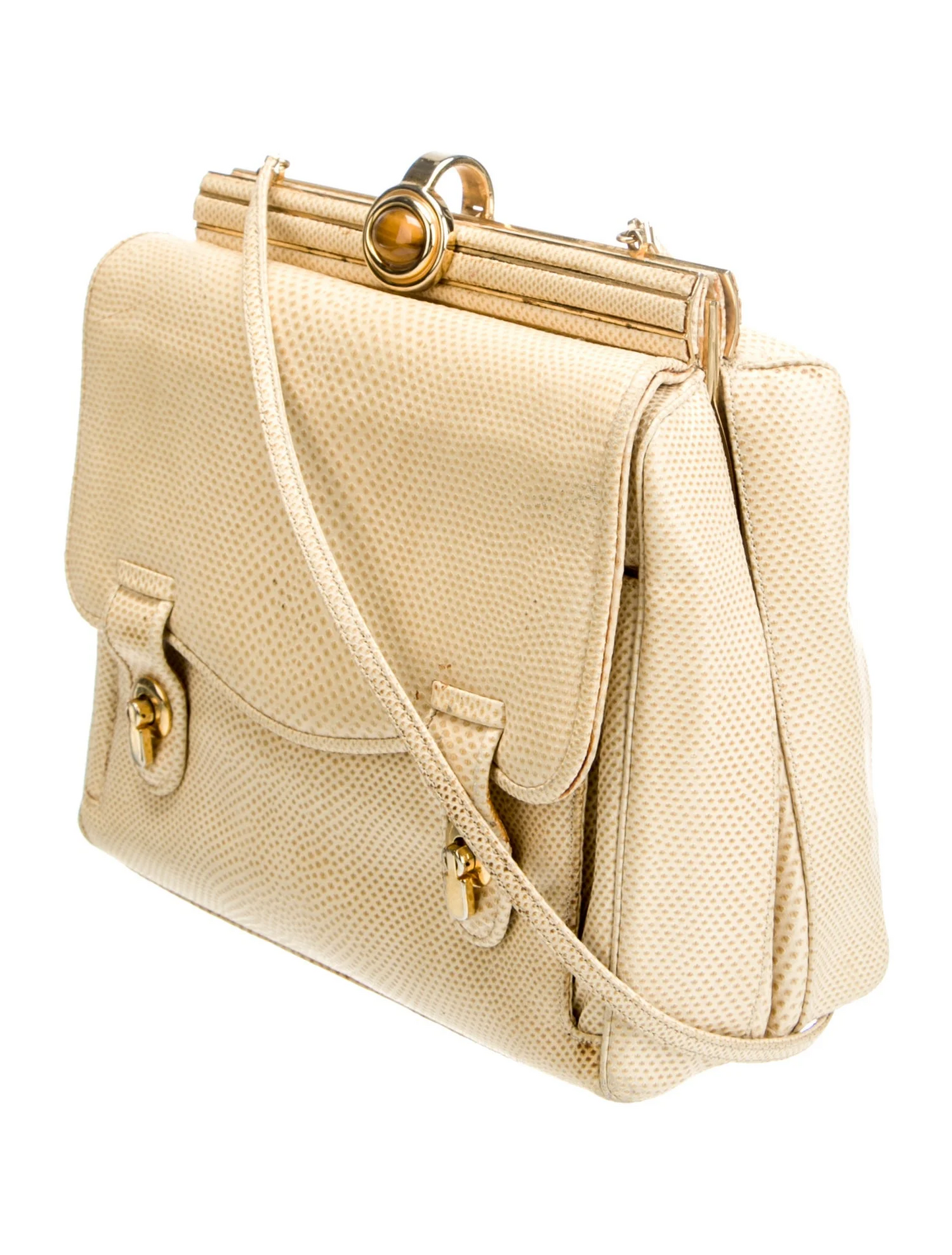 Judith Lieber Ivory Snakeskin & Tiger's Eye Two-way
