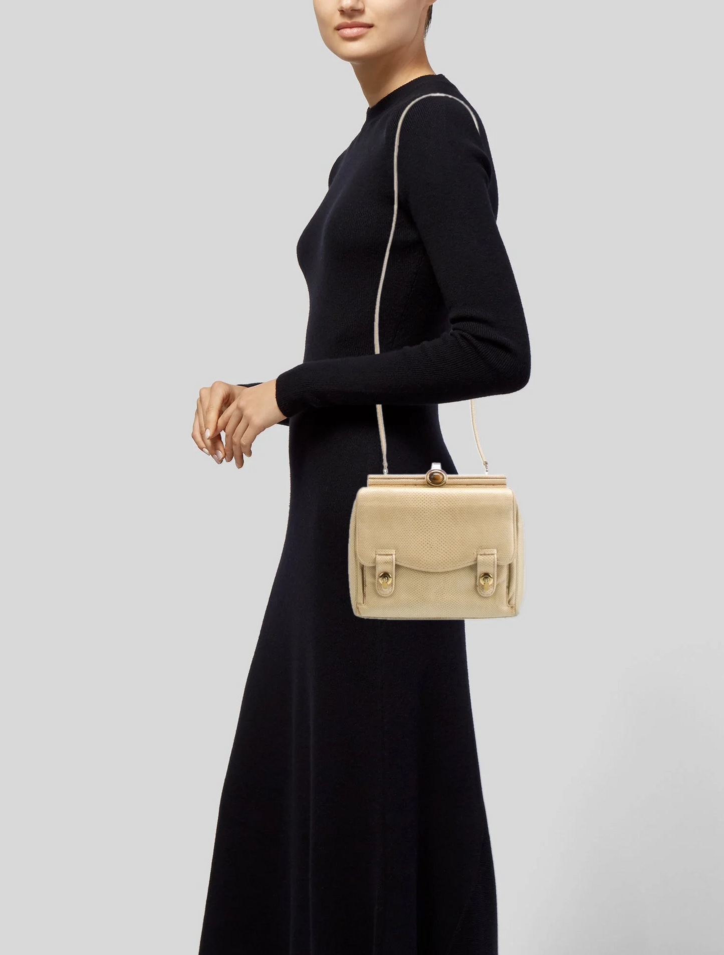 Judith Lieber Ivory Snakeskin & Tiger's Eye Two-way