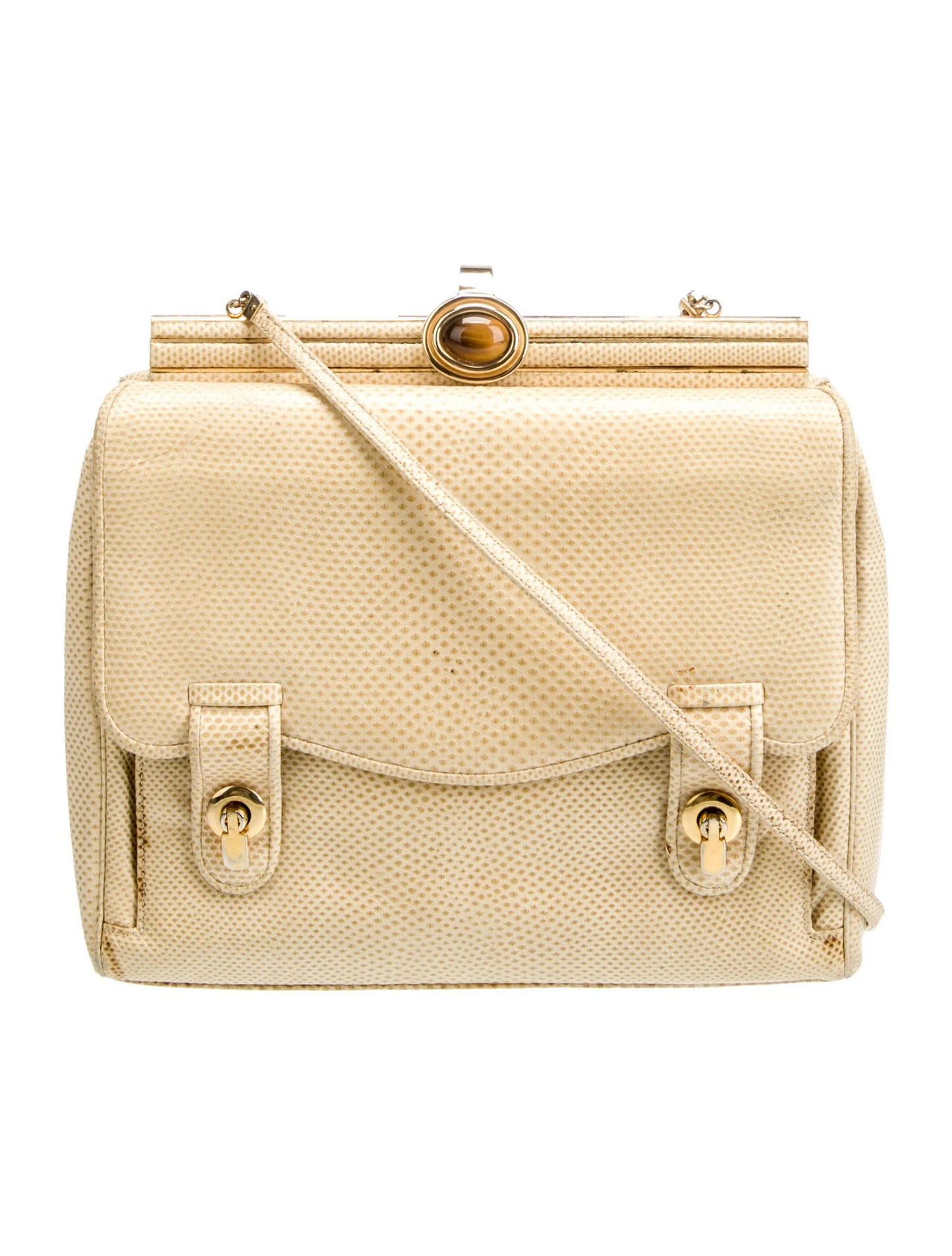 Judith Lieber Ivory Snakeskin & Tiger's Eye Two-way