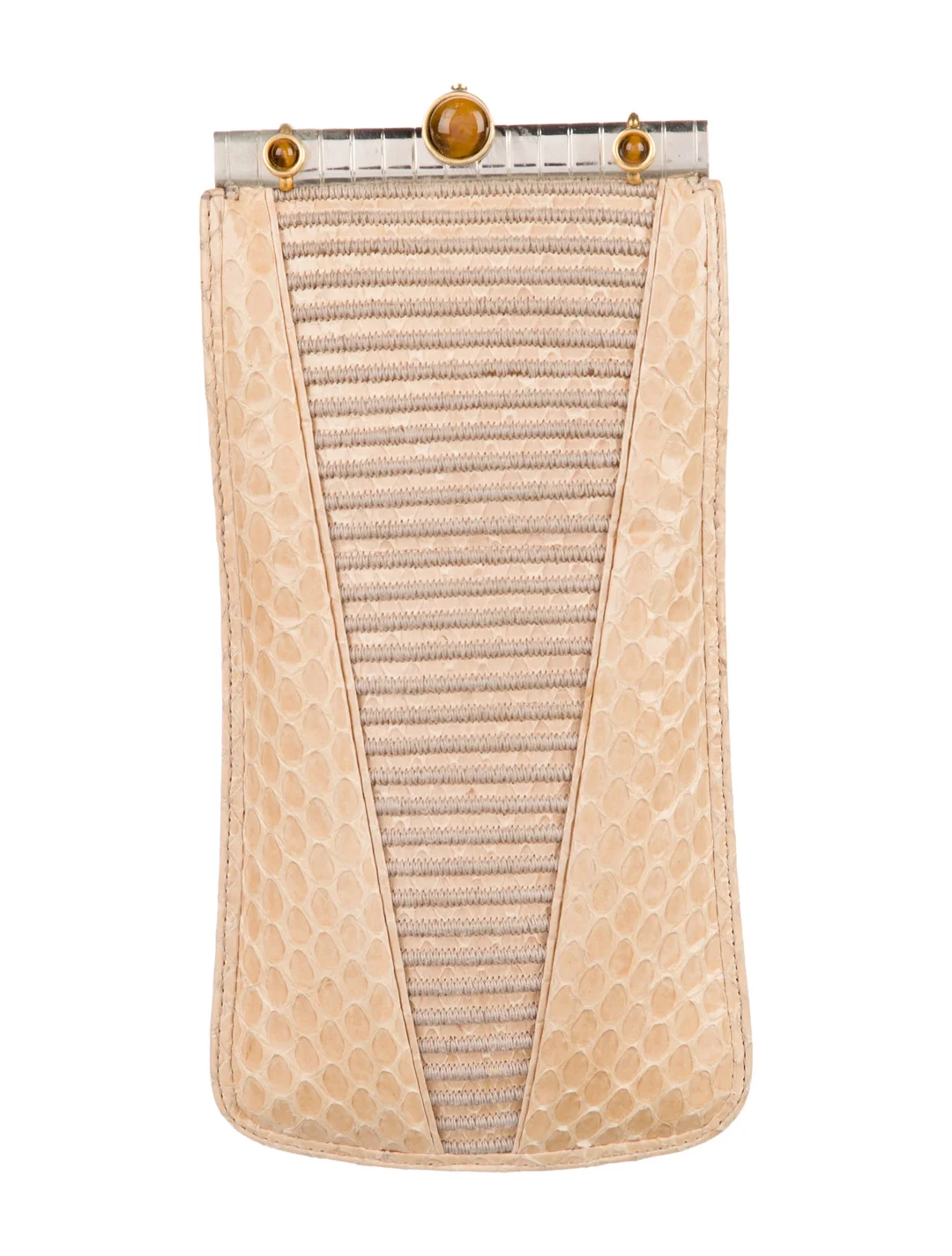 Judith Leiber Snakeskin Case with Tige's Eye Cabochons