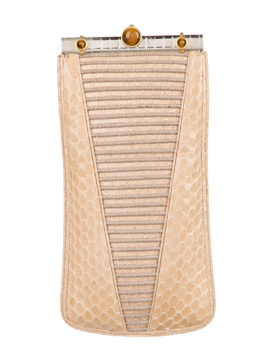 Judith Leiber Snakeskin Case with Tige's Eye Cabochons