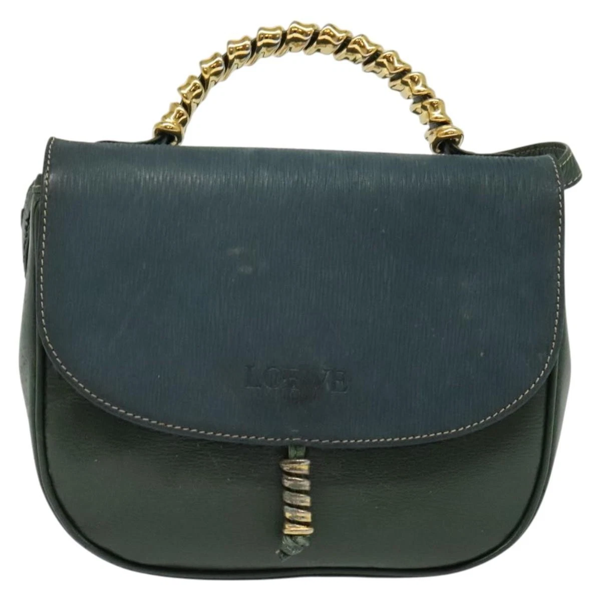 Loewe green & navy color block Velazquez two-way satchel
