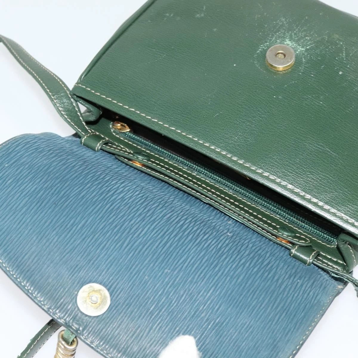 Loewe green & navy color block Velazquez two-way satchel