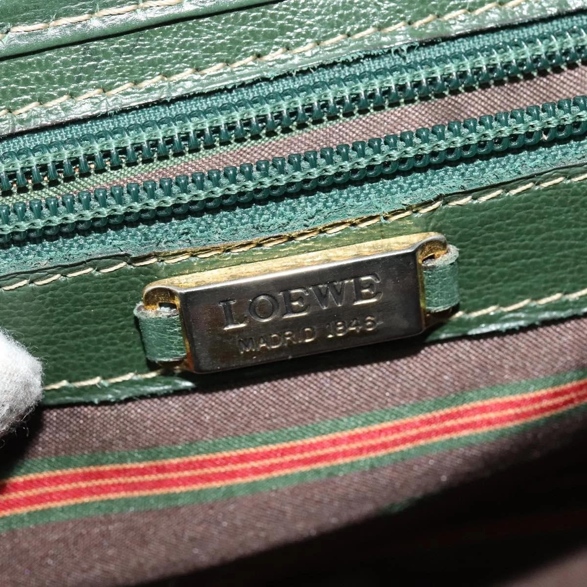 Loewe green & navy color block Velazquez two-way satchel