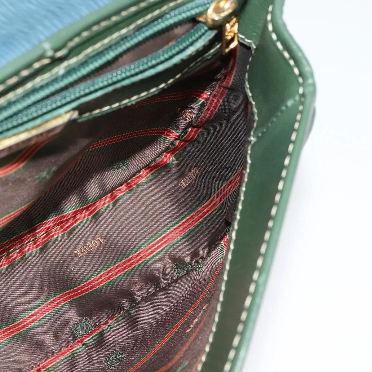 Loewe green & navy color block Velazquez two-way satchel