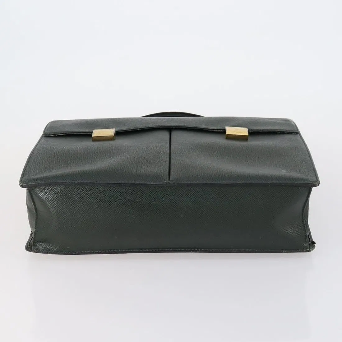Louis Vuitton green leather top handle satchel with pockets