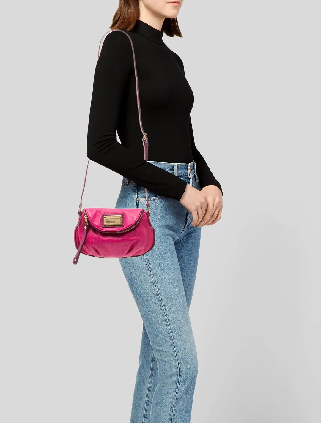 Marc Jacobs hot pink leather pouch style crossbody