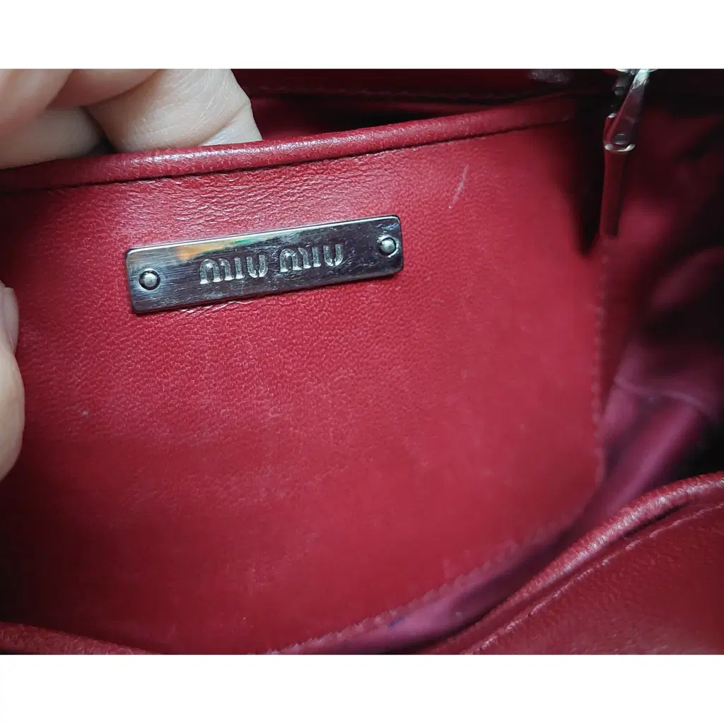 Miu Miu red matelassé leather two way mini satchel
