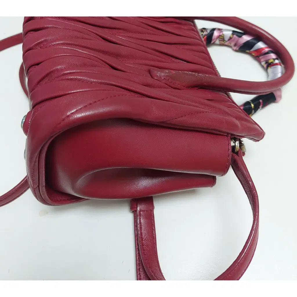 Miu Miu red matelassé leather two way mini satchel