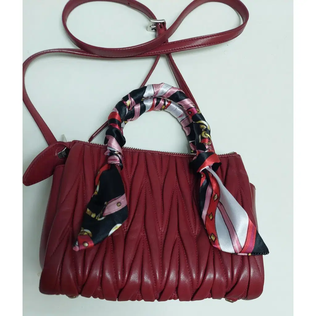 Miu Miu red matelassé leather two way mini satchel