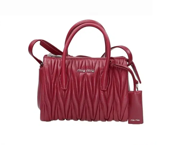 Miu Miu red matelassé leather two way mini satchel