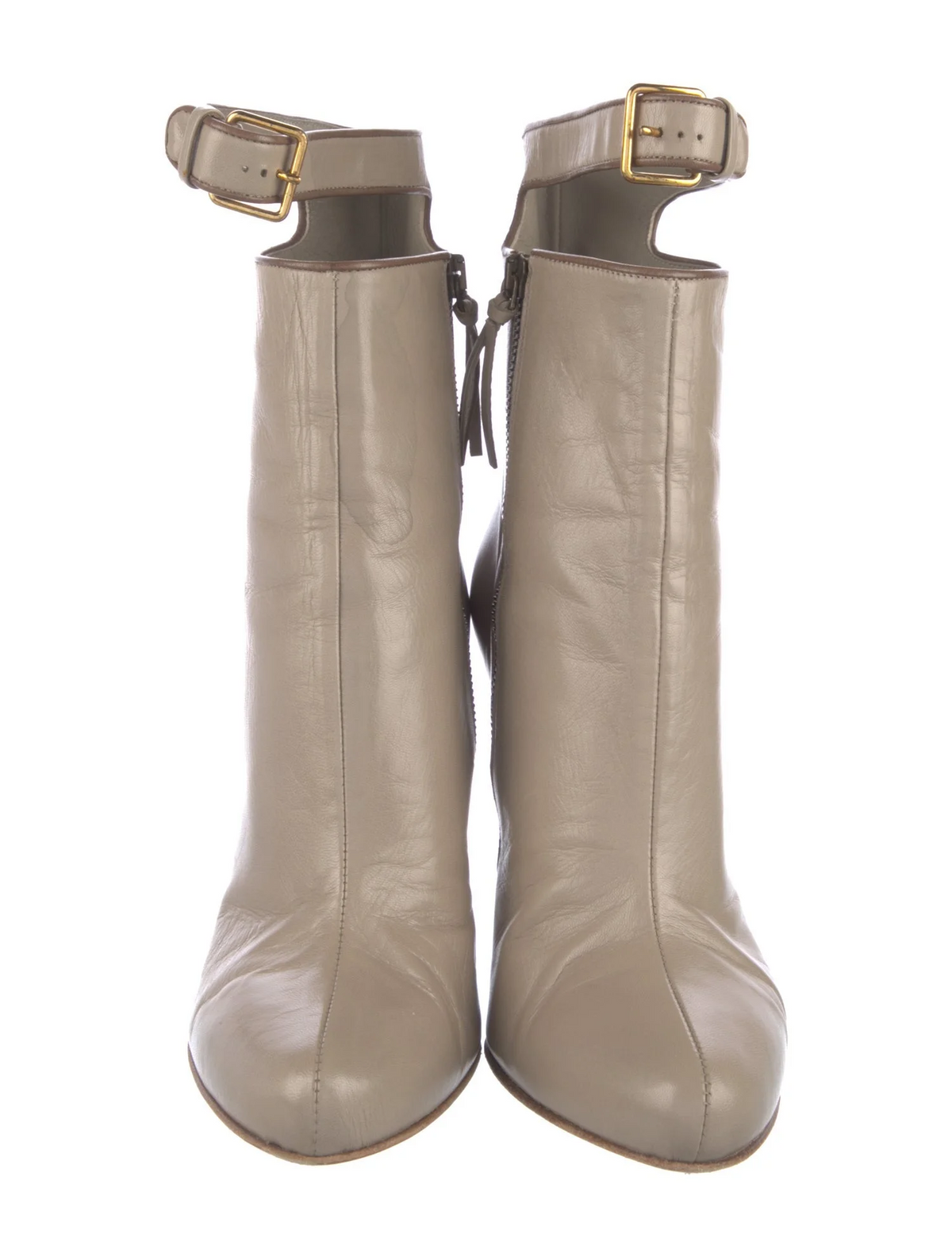 Miu Miu taupe leather ankle boots in size 38