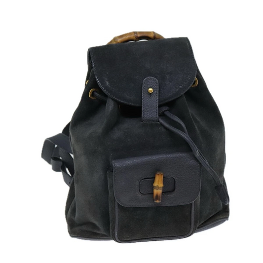 Tom Ford era Gucci sapphire blue suede and leather messenger bag/backpack