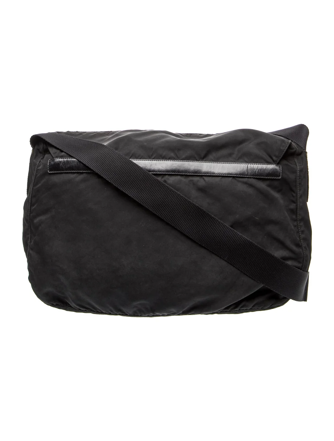 Prada black nylon roomy unisex messenger bag