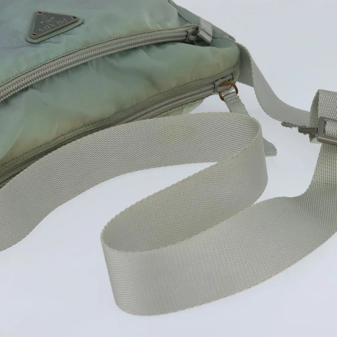 Prada light blue nylon & gold leather re-edition 2000 crossbody