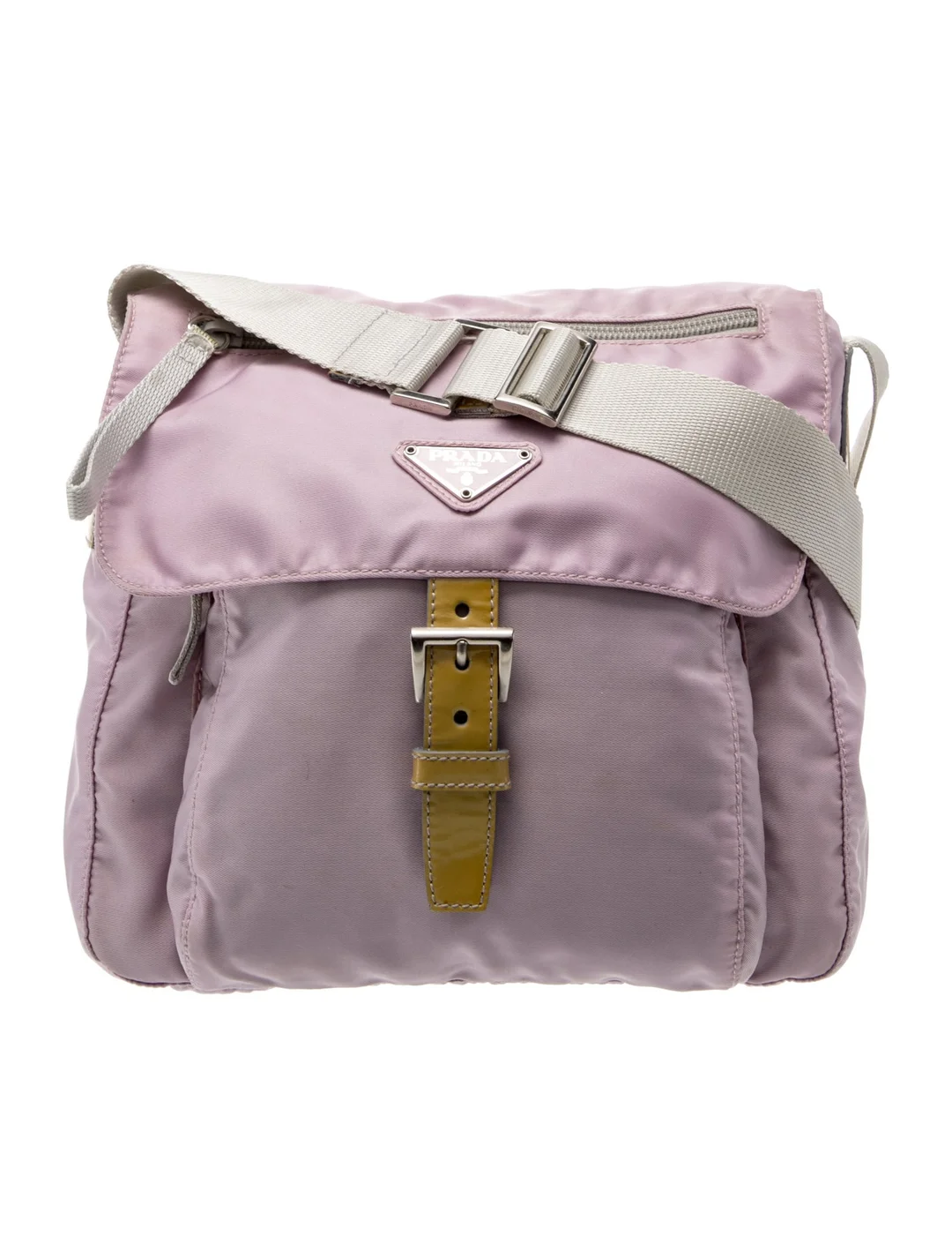 Prada Purple Nylon Messenger Bag with Chrome