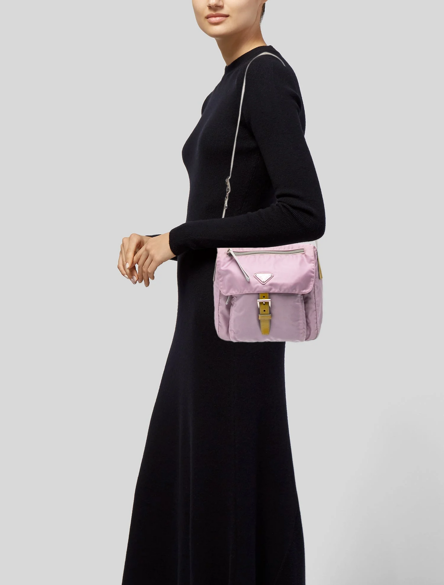 Prada Purple Nylon Messenger Bag with Chrome