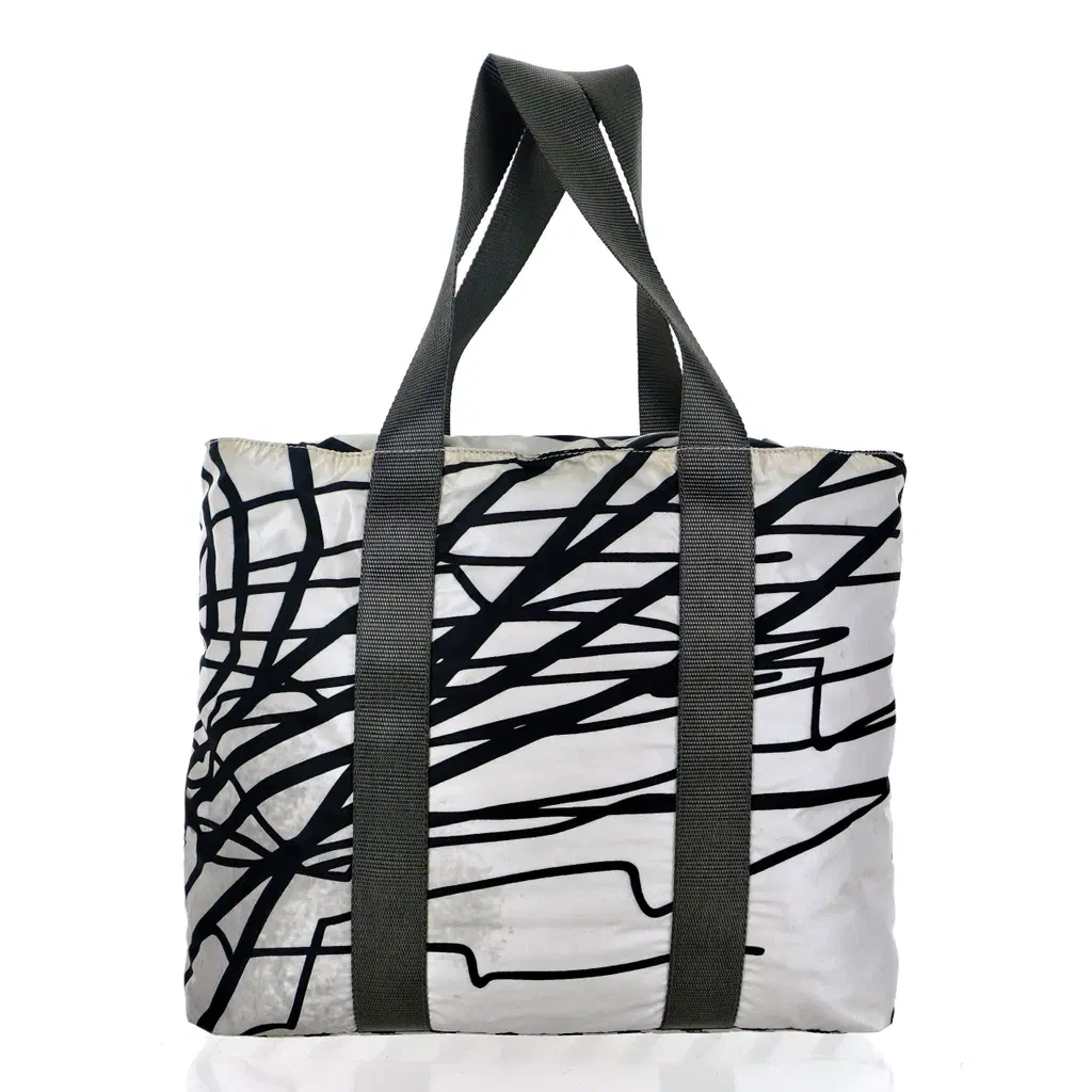Prada multi-color print zip top satchel