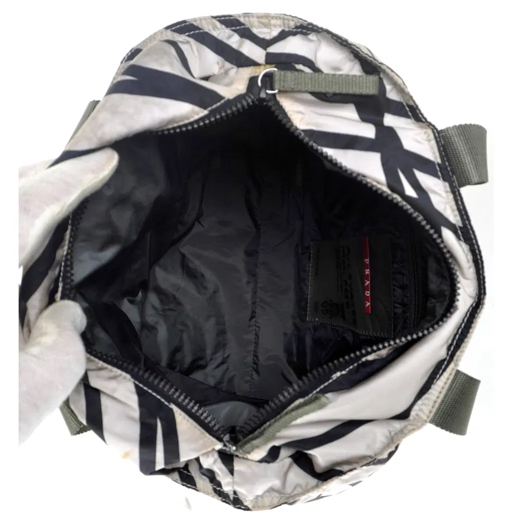 Prada multi-color print zip top satchel