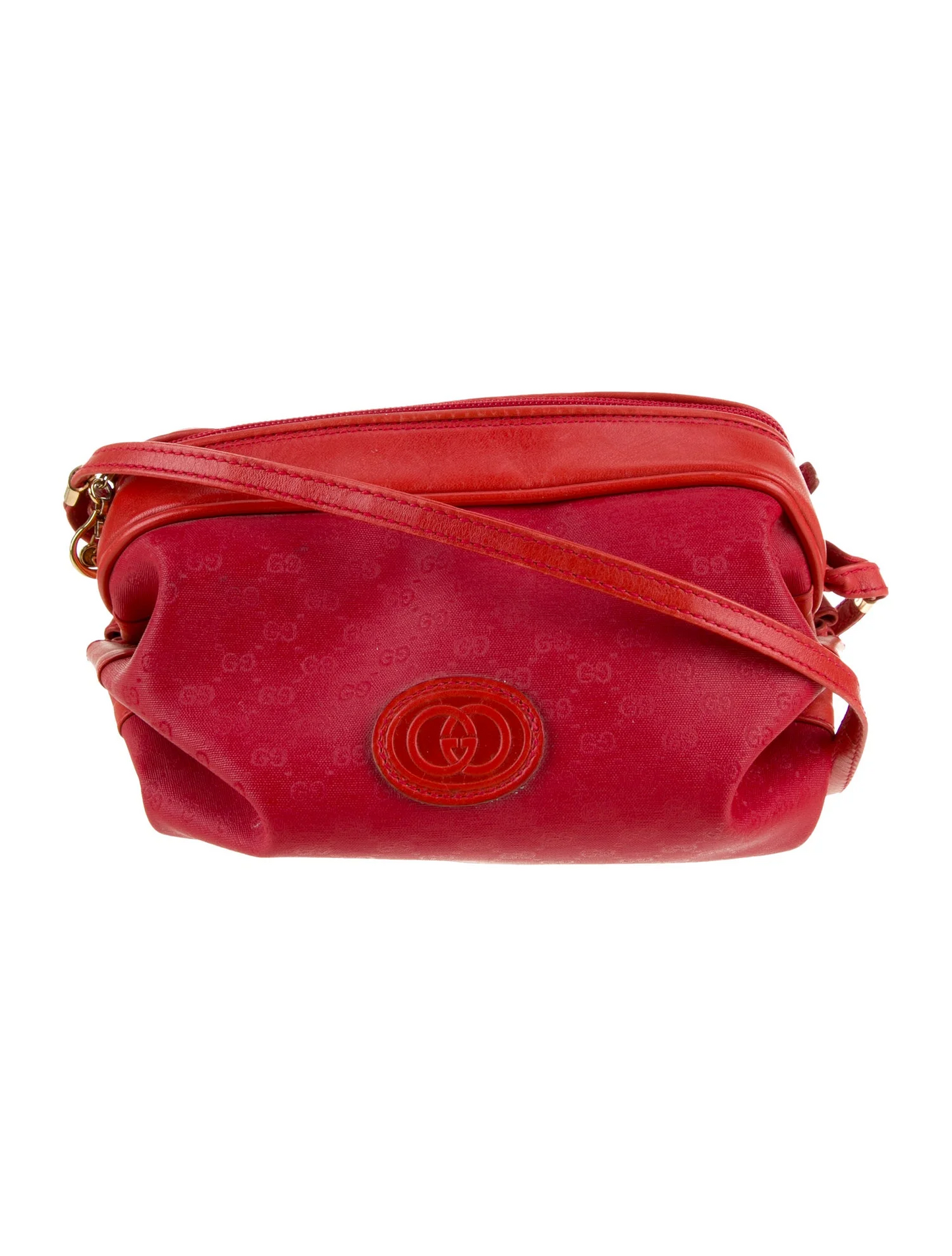Gucci red micro Guccissima print leather barrel shape cross body!