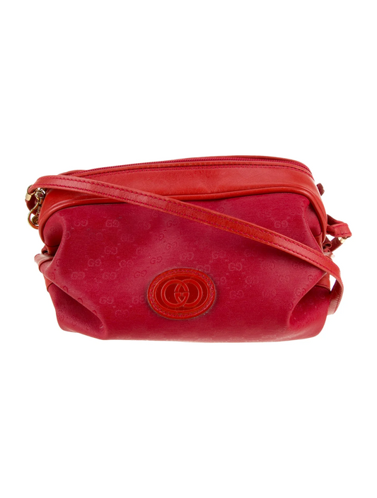 Gucci red micro Guccissima print leather barrel shape cross body!