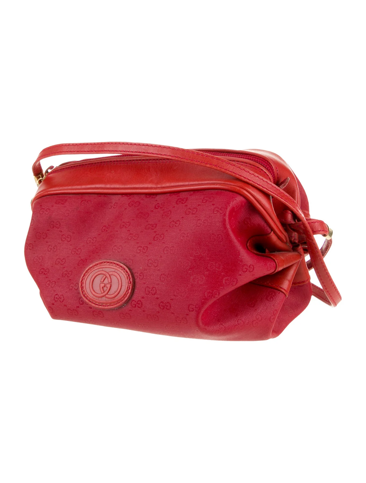 Gucci red micro Guccissima print leather barrel shape cross body!