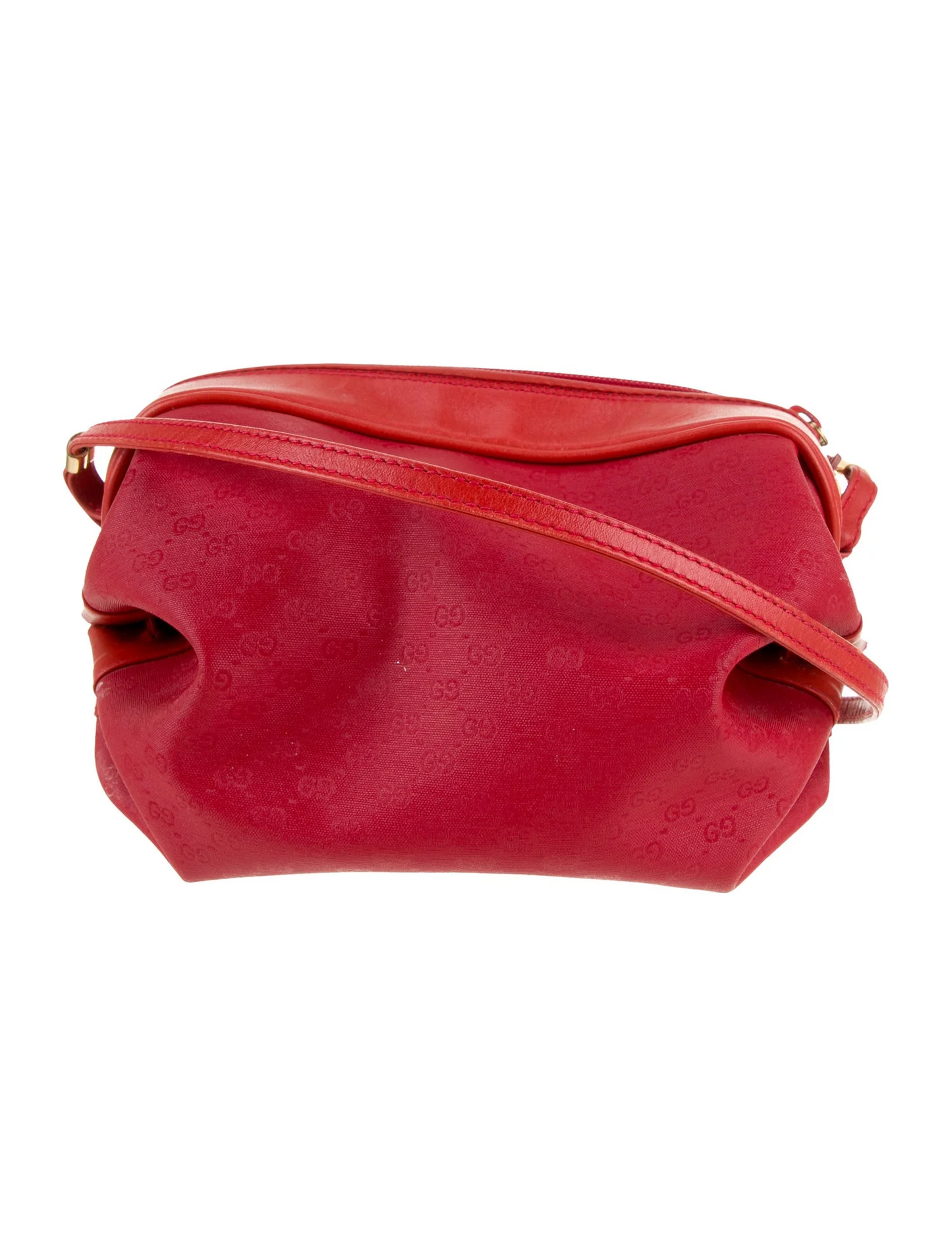 Gucci red micro Guccissima print leather barrel shape cross body!