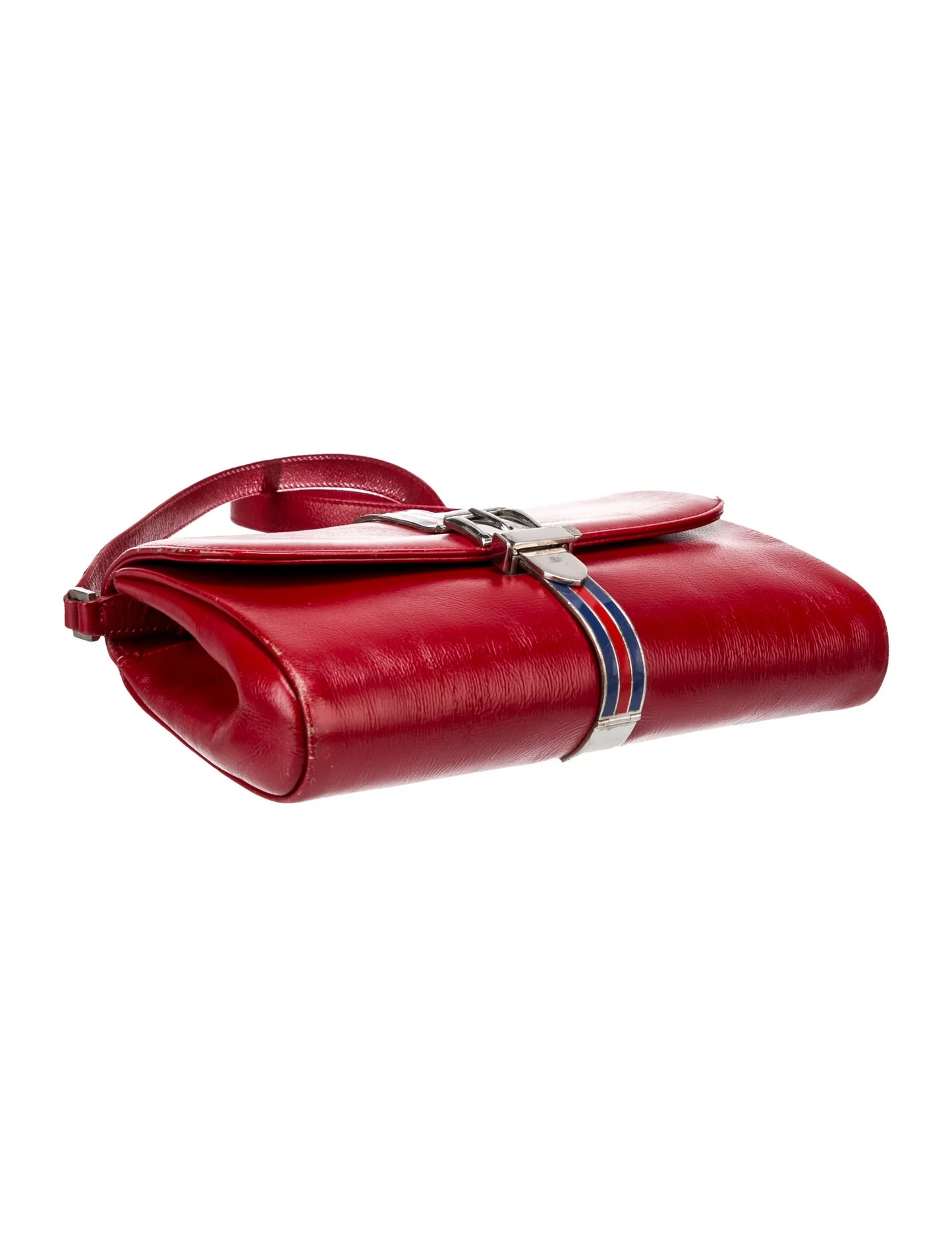 Gucci Red Leather Sylvie Two-Way Purse with Enamel & Metal Trim!