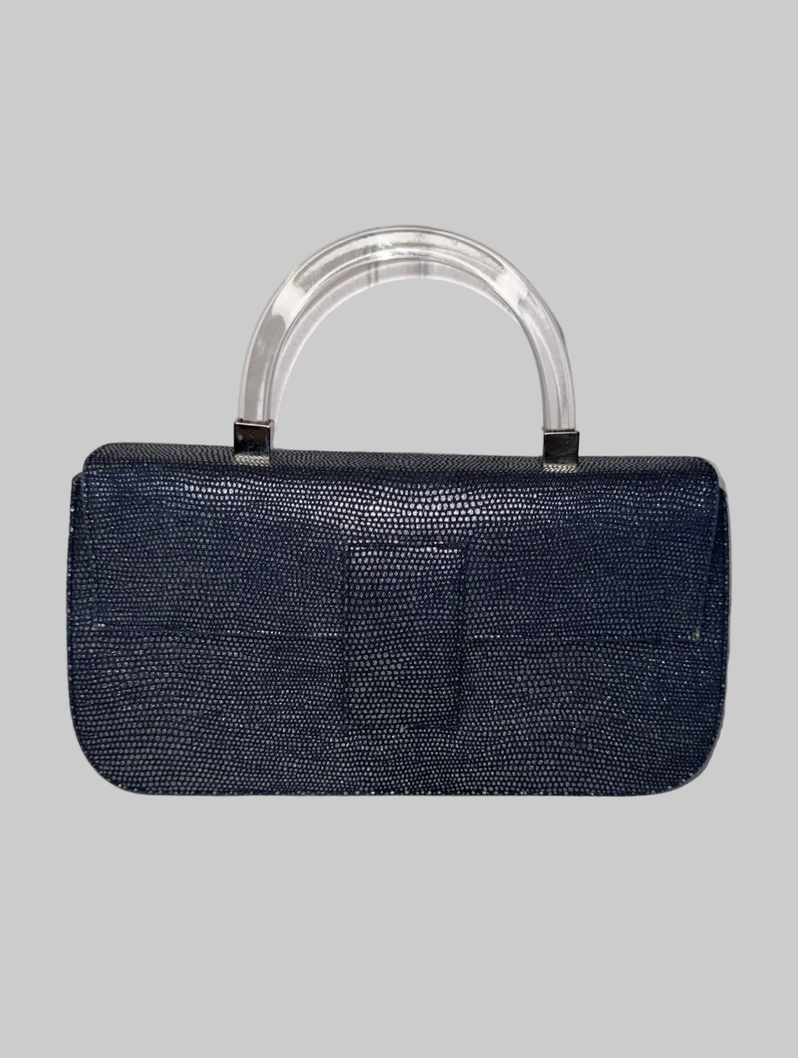 Stuart Weitzman blue shark skin leather two-way baguette