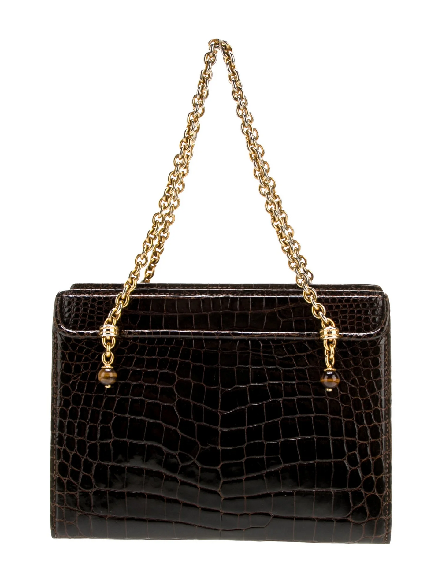 Gucci crocodile Kelly bag w gold chain straps & tiger's eye accents!
