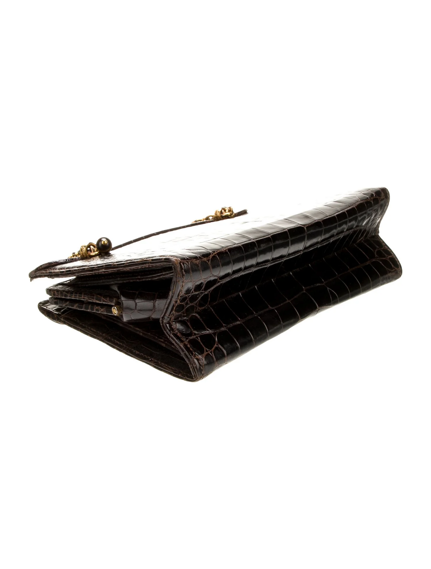 Gucci crocodile Kelly bag w gold chain straps & tiger's eye accents!