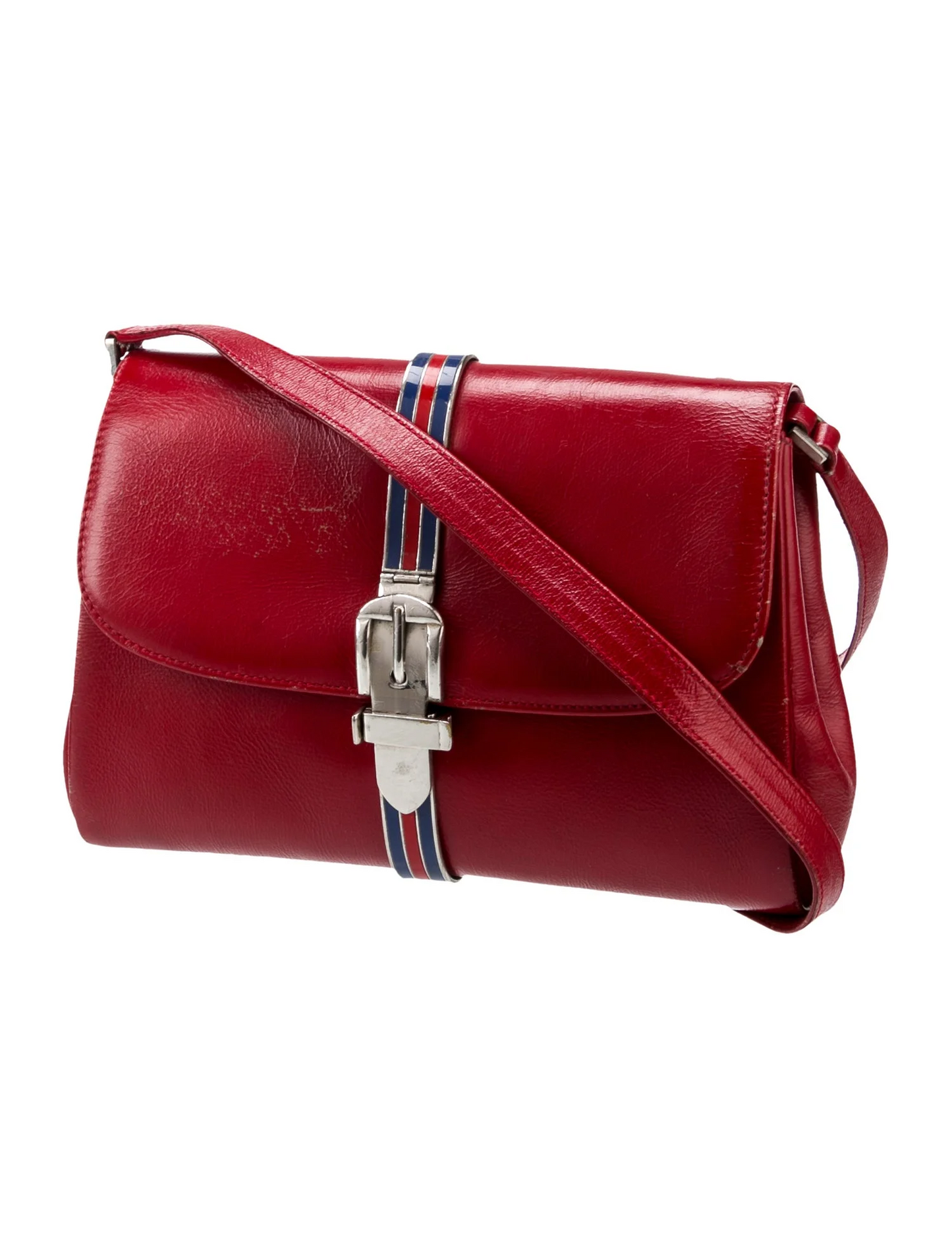 Gucci Red Leather Sylvie Two-Way Purse with Enamel & Metal Trim!
