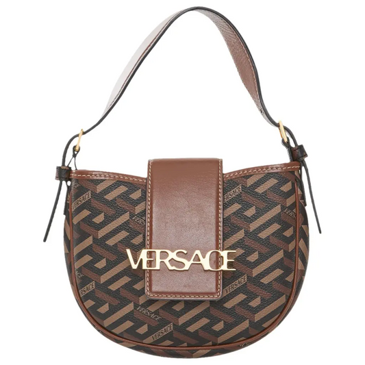 Versace 'La Greca Signature' Two-Way Shoulder Bag in brown