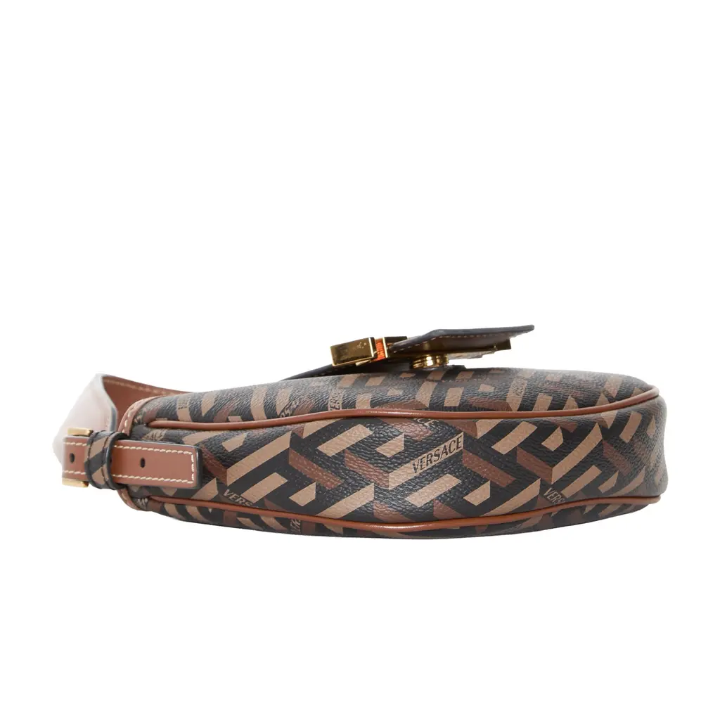 Versace 'La Greca Signature' Two-Way Shoulder Bag in brown