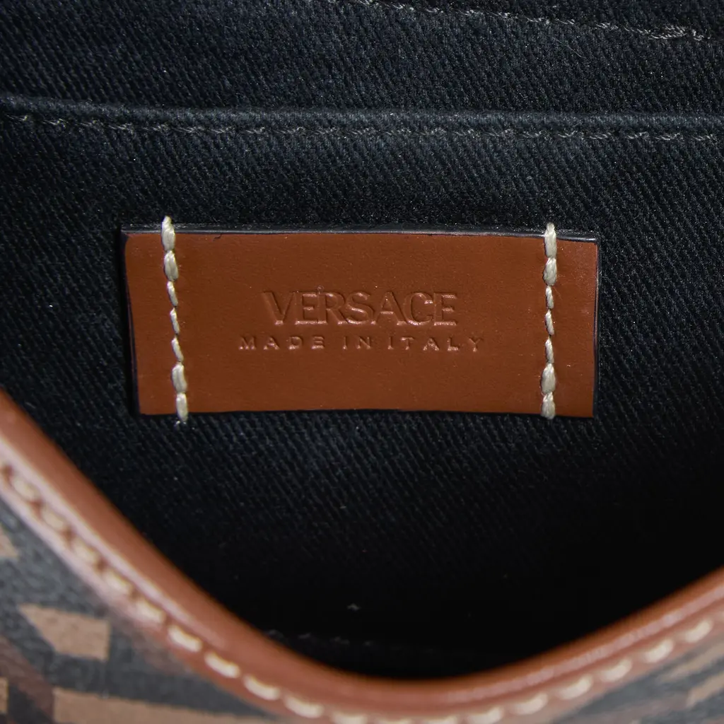 Versace 'La Greca Signature' Two-Way Shoulder Bag in brown