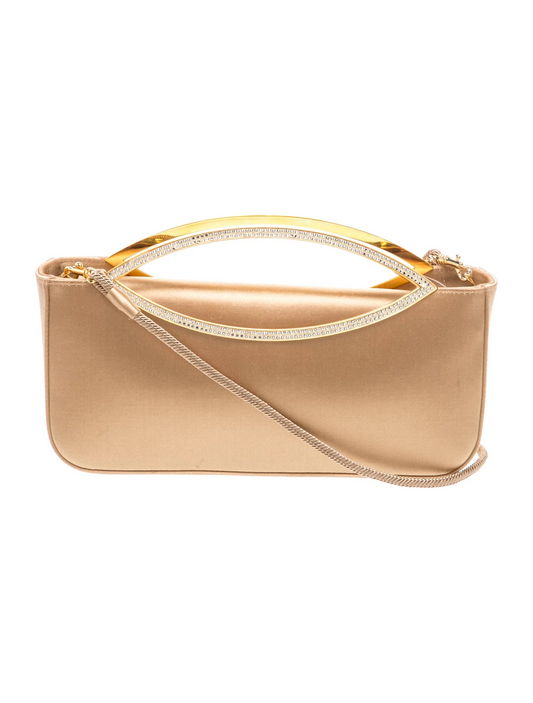 Stuart Weitzman Two-way Top Handle Evening Bag w/ Swarovski Crystal Embellishments